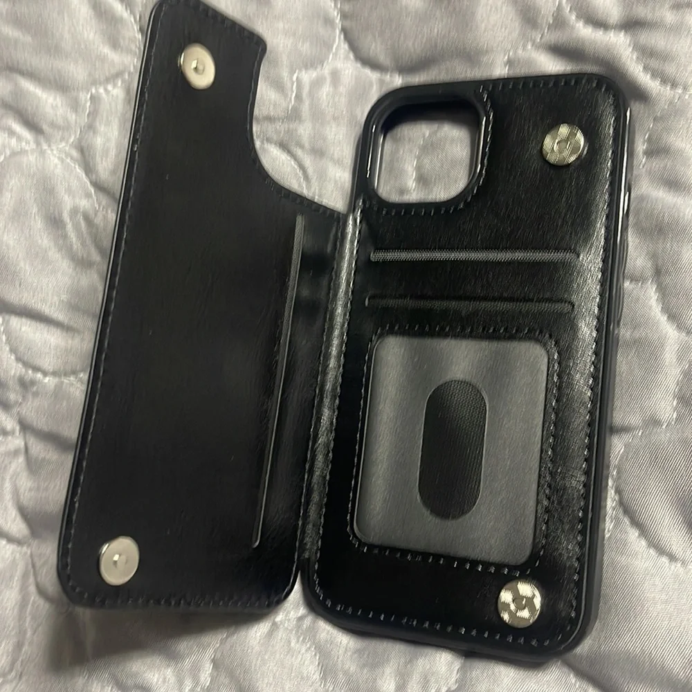 New IPhone 13 black leather Id case
